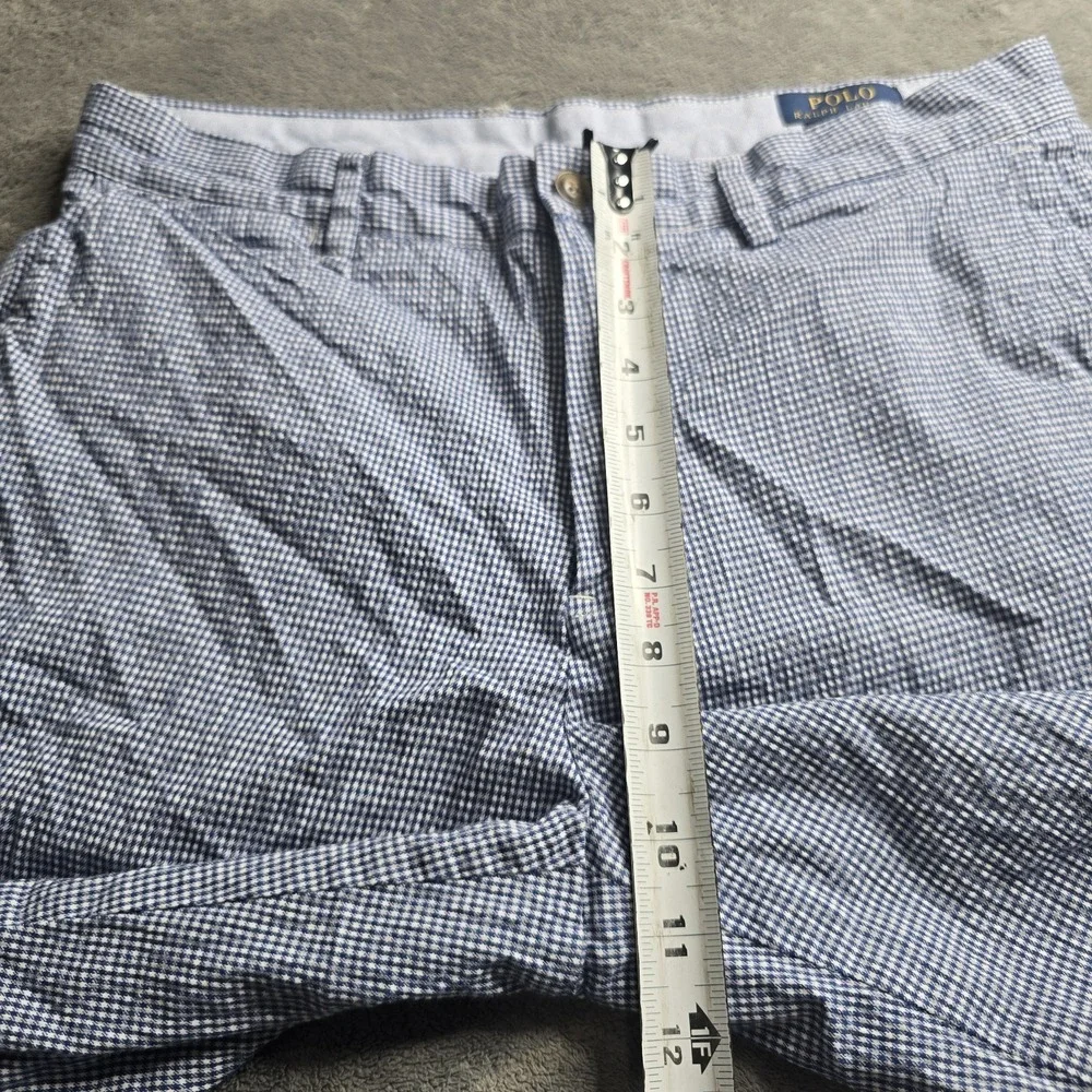 Polo Ralph Lauren Shorts Men 30 (32) Blue White Check Stretch Classic Flesh Pony